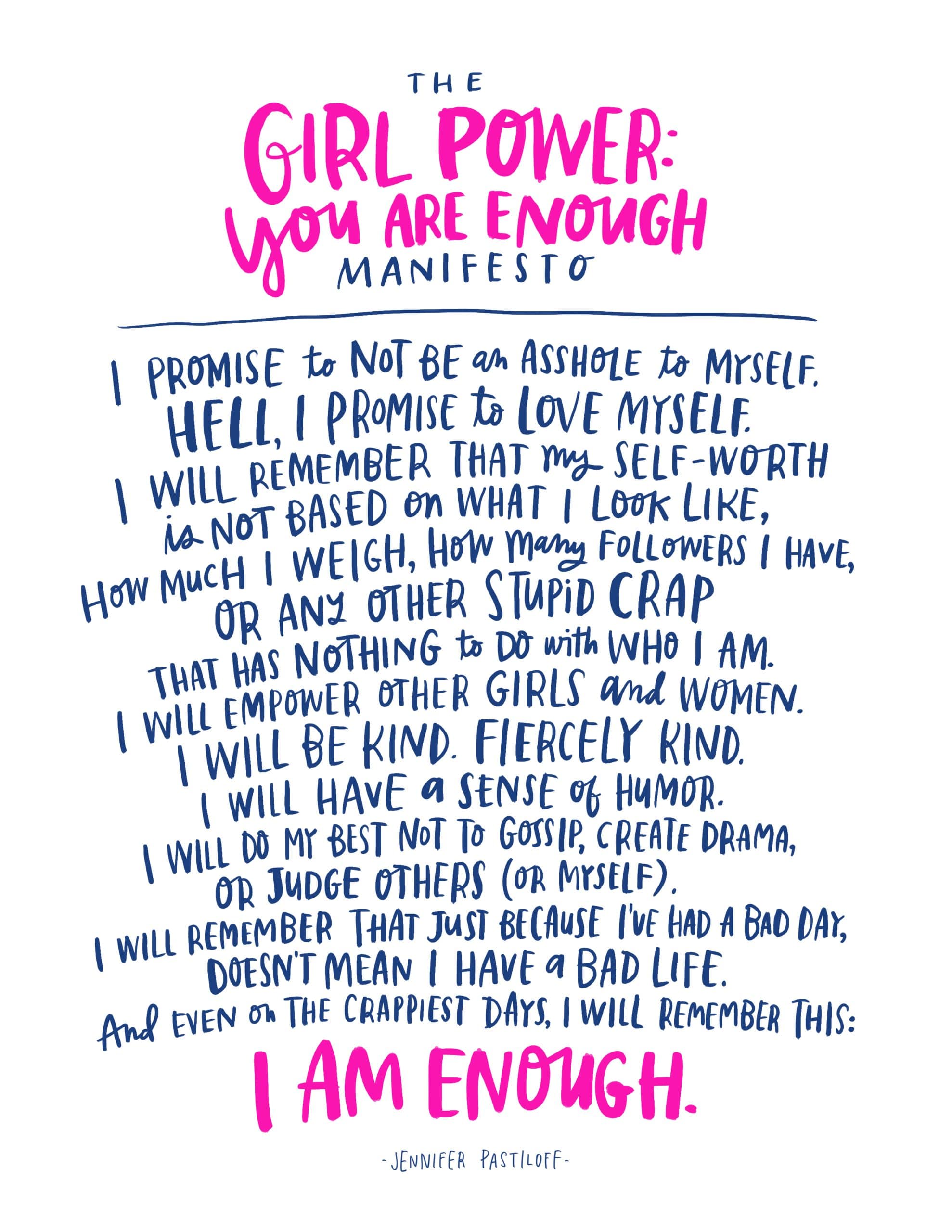 March 13 NYC! A 90 minute class for women, girls and non-gender conforming folks (we encourage teens 16 and up) and all levels that will combine flow yoga, meditation, empowerment exercises, connection and maybe, just maybe, a dance party. This will be a class to remind you that you are enough and that you are a badass. It will be fun and empowering and you need no yoga experience: just be a human being. Let’s get into our bodies and move! Be warned: This will be more than just a basic asana class. It will be a soul-shifting, eye-opening, life-changing experience. Come see why Jen Pastiloff travels around the world and sells out every workshop she does in every city. This will be her last class before she has her baby so sign up soon. Follow her on instagram at @jenpastiloff and @girlpoweryouareenough. Jen is also doing her signature Manifestation workshop in NY at Pure Yoga Saturday March 5th which you can sign up for here as well (click pic.)