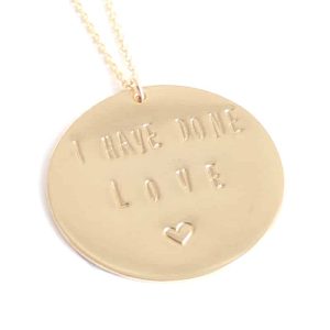 Click necklace to order the 14K gold filled necklace. 40% off the regular price of $88. Code: IHAVEDONELOVE