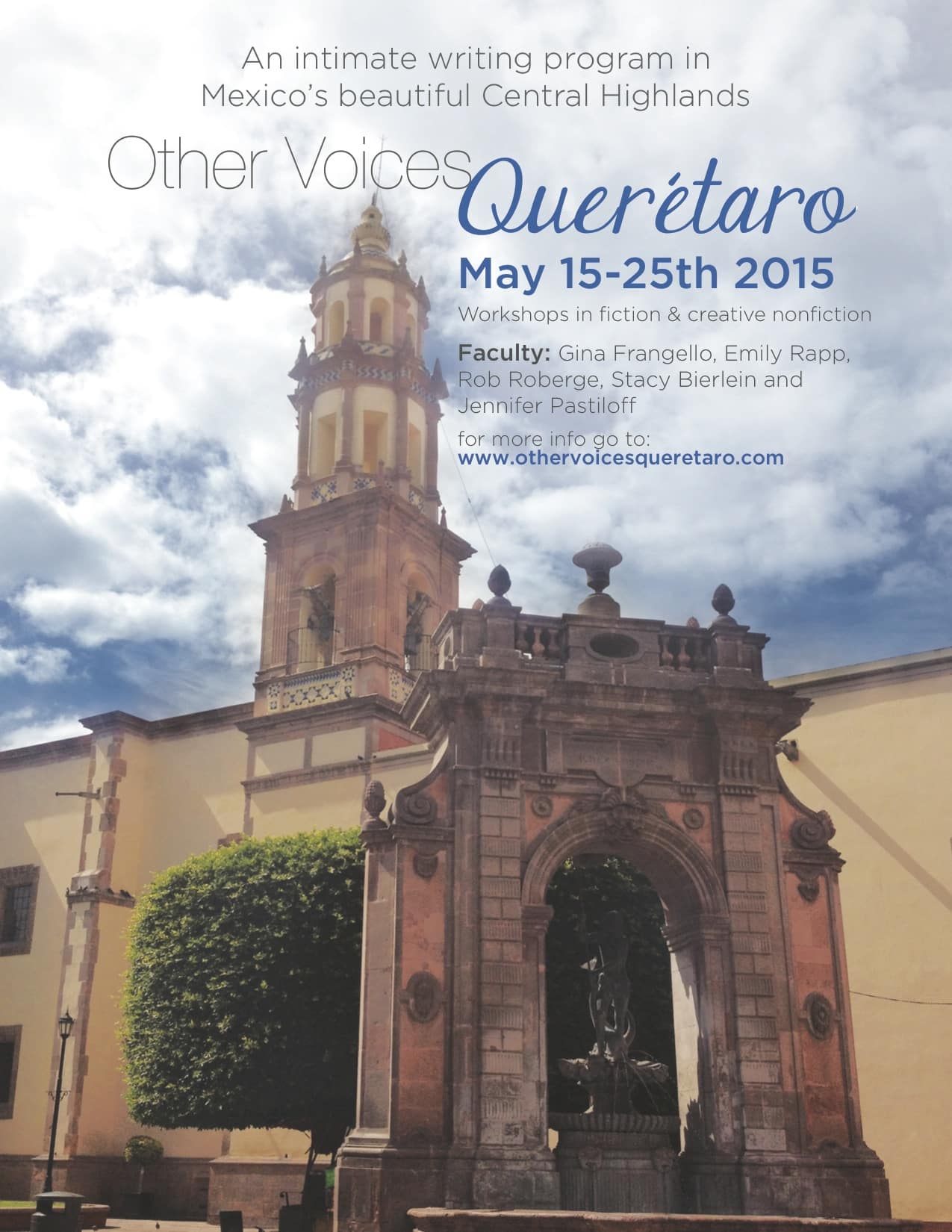 Jen Pastiloff is part of the faculty this year at Other Voices Querétaro. It is a vibrant, multi-faceted writing program in Querétaro, Mexico. Focusing on both fiction and nonfiction, as well as on the ins and outs of contemporary publishing. Application: We're keeping it simple! Admission forms and letters of recommendation are not required. Please email Gina at ovbooks@gmail.com or click photo above. Also on faculty are authors Emily Rapp, Gina Frangello, Stacy Bierlein and Rob Roberge.